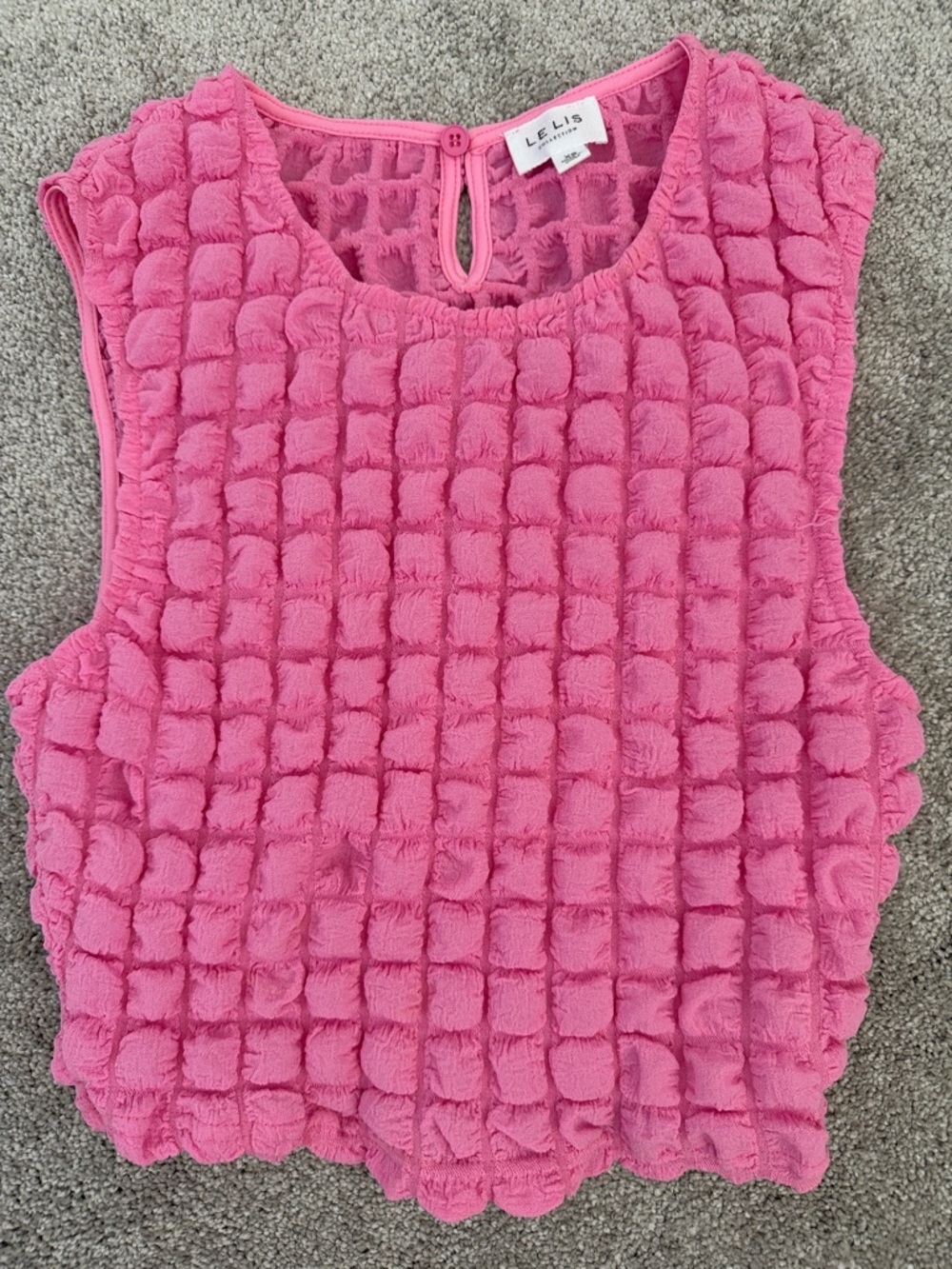 Le Lis Hot Pink Textured Sleeveless Shell